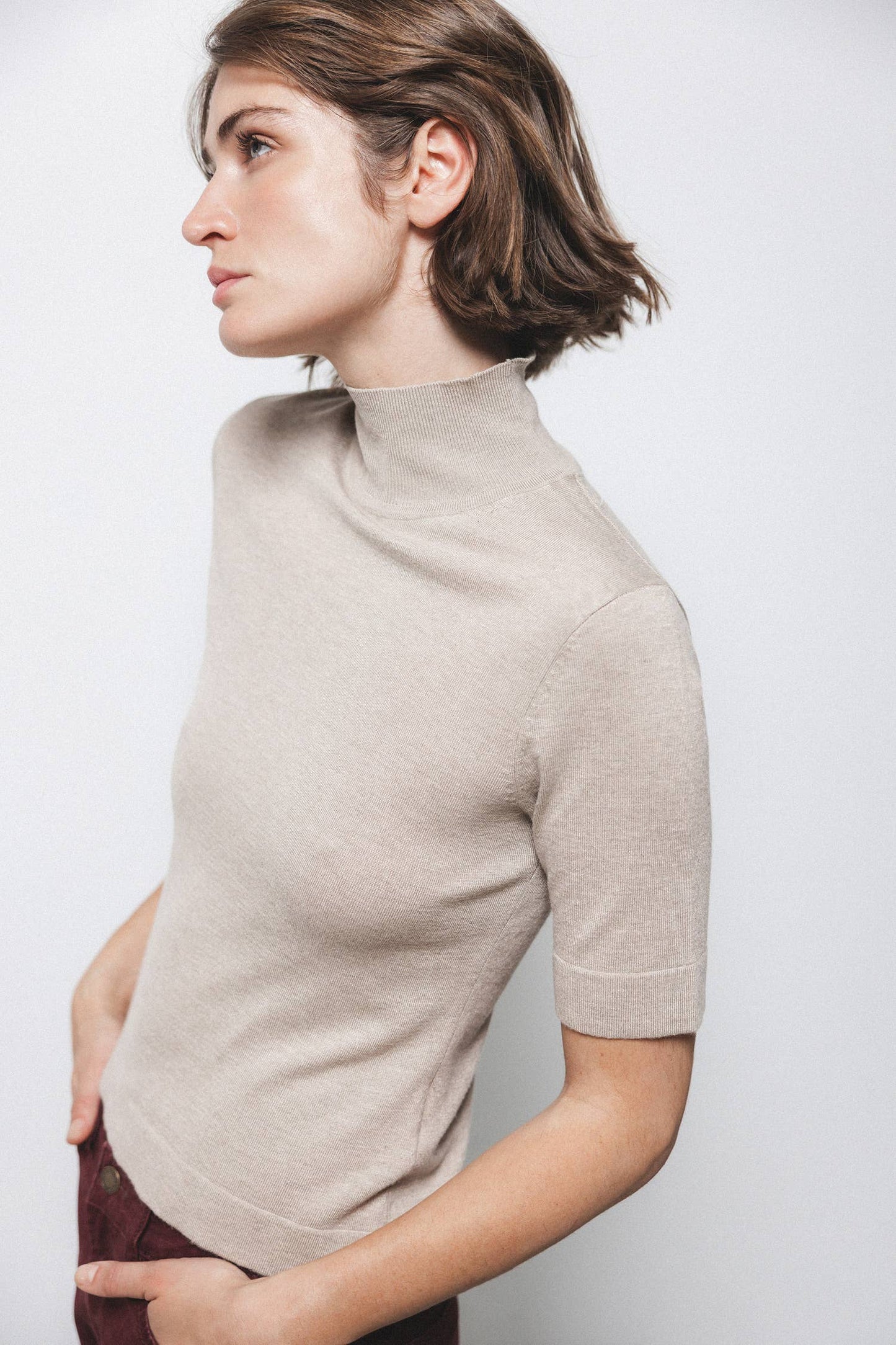 Dolcevita in maglia - Ecrù