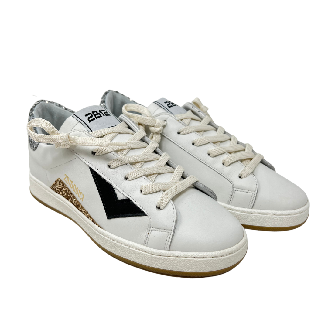 SNEAKERS BIANCHE IN PELLE 2B/DODICI