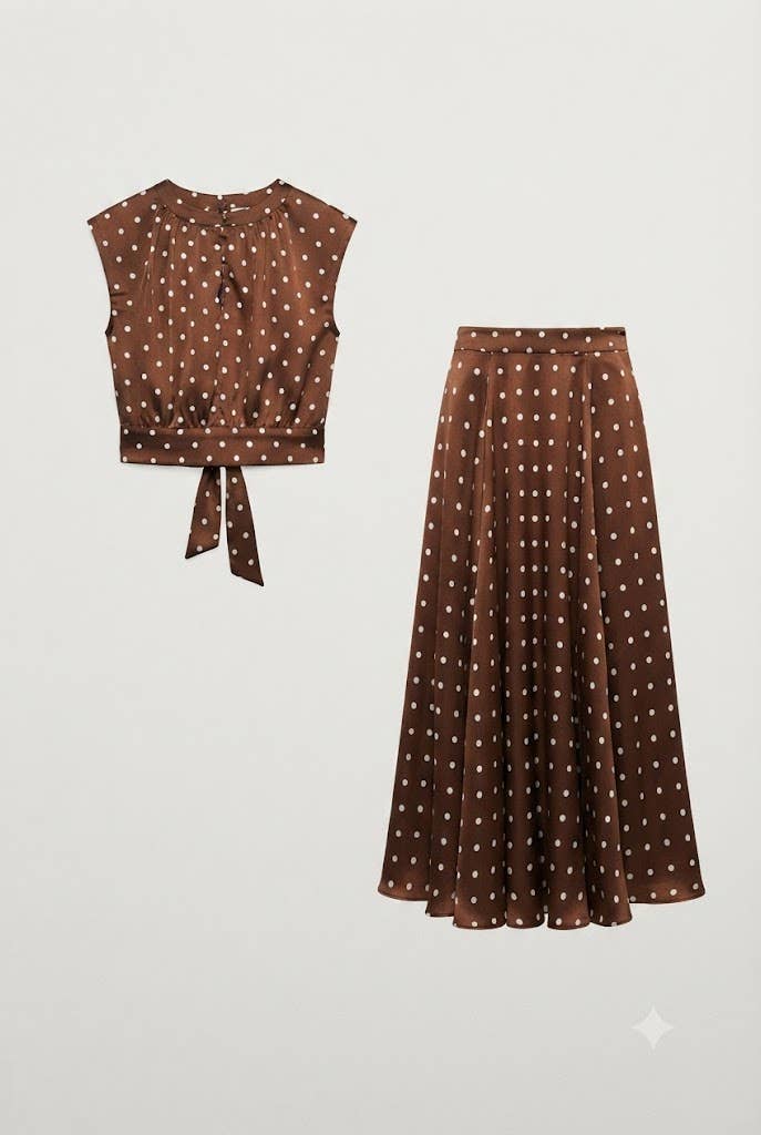 Gonna Valentine stampa satinata a pois - CK08152-7