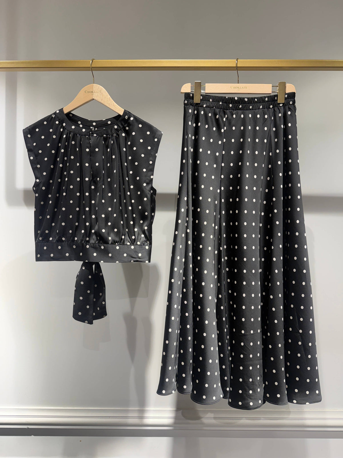 Gonna Valentine stampa satinata a pois - CK08152-7