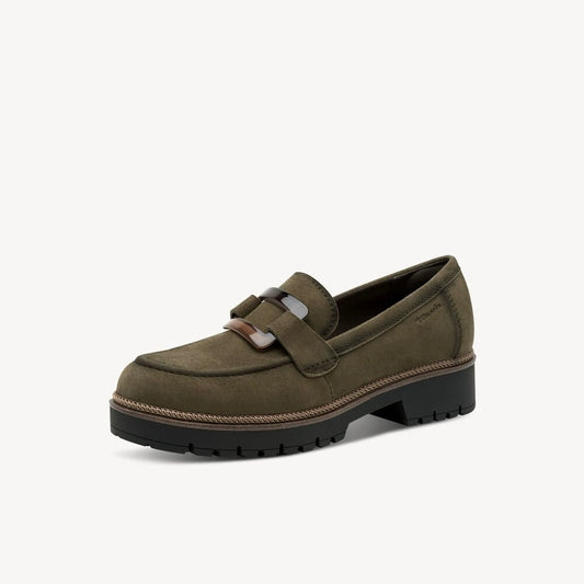 Mocassino olive con accessorio