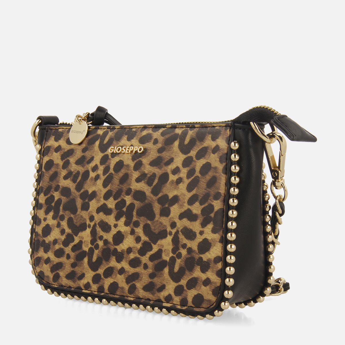 BORSA A TRACOLLACON BORCHIE STAMPA LEOPARDO