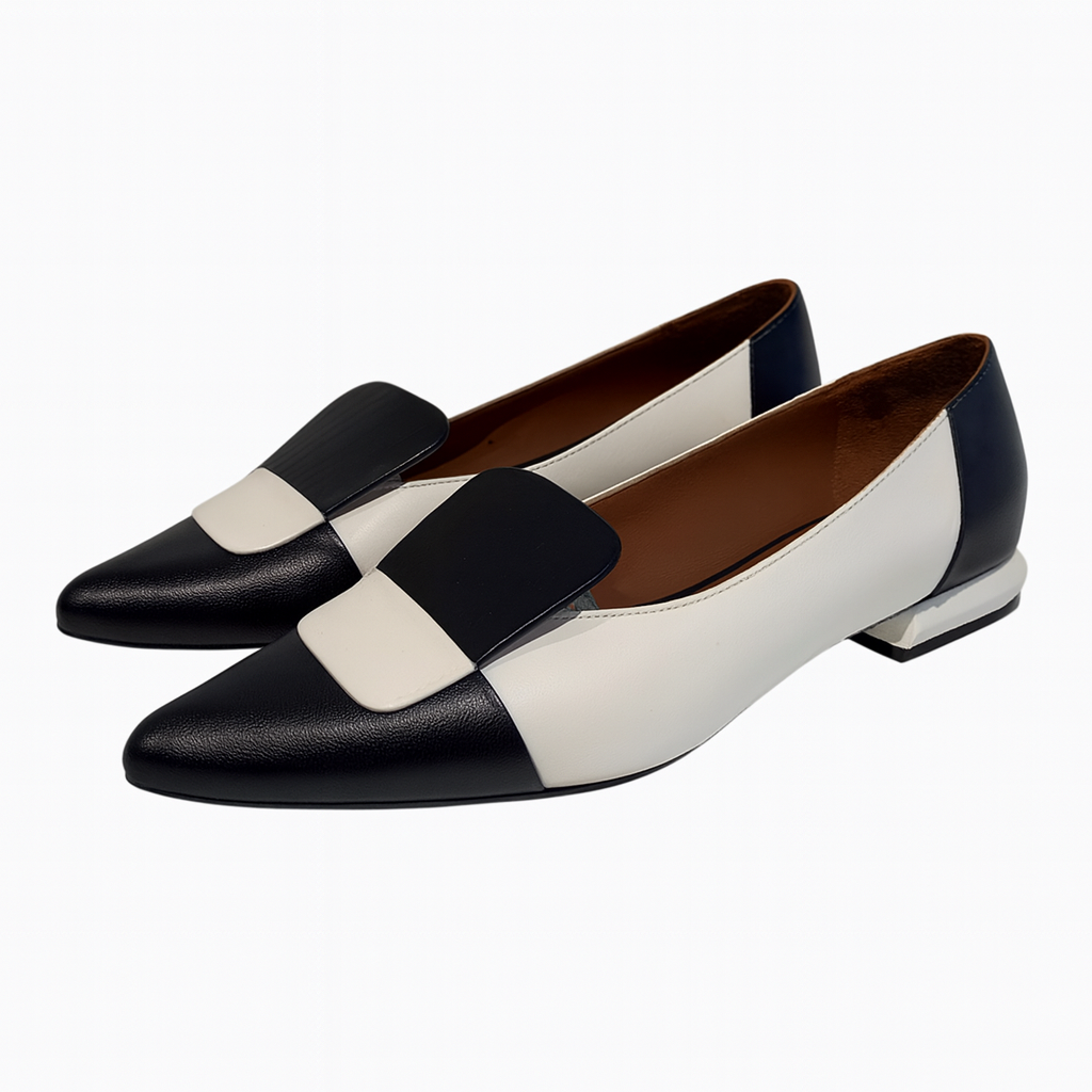 Ballerine in pelle bicolor