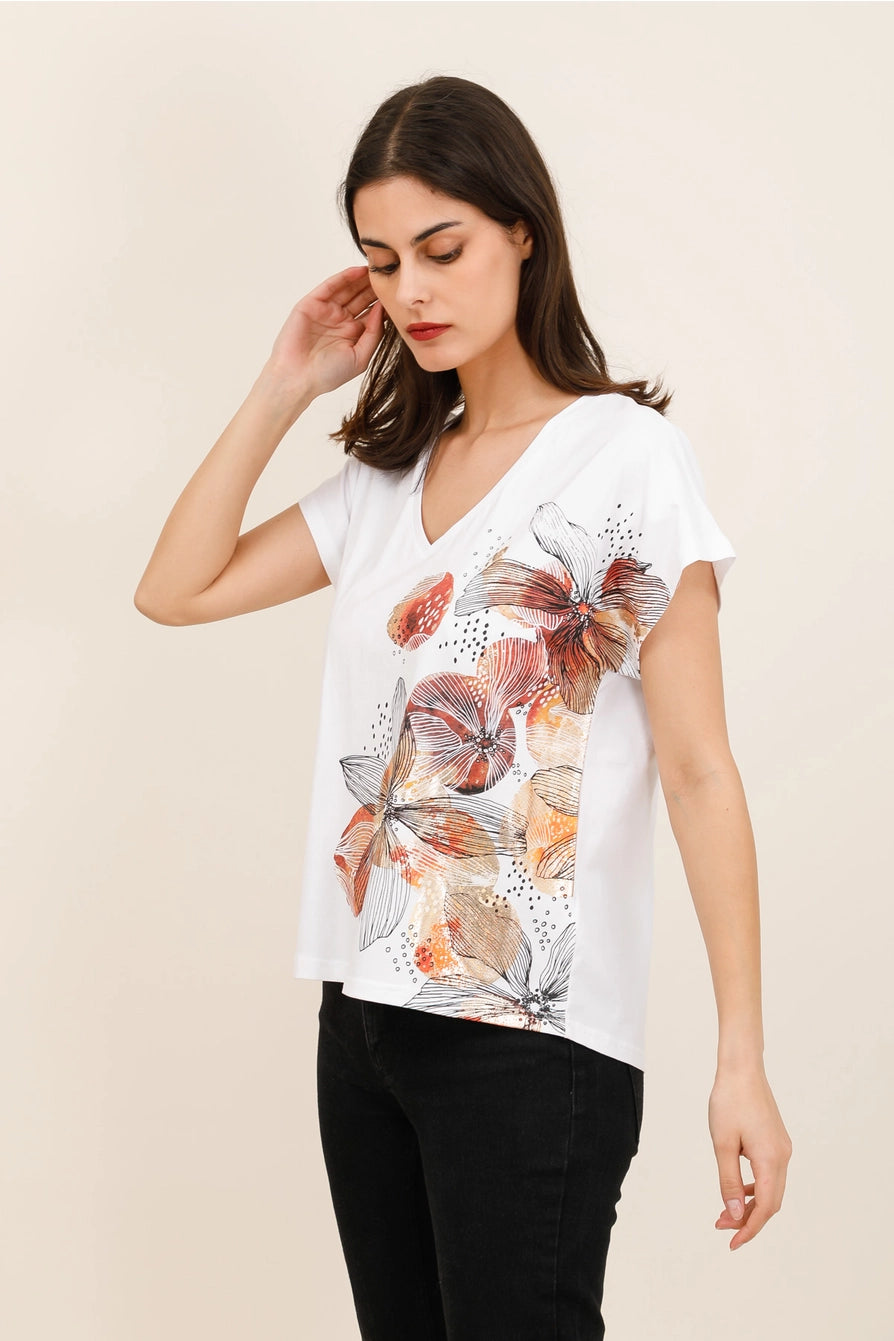 T-shirt motivo floreale
