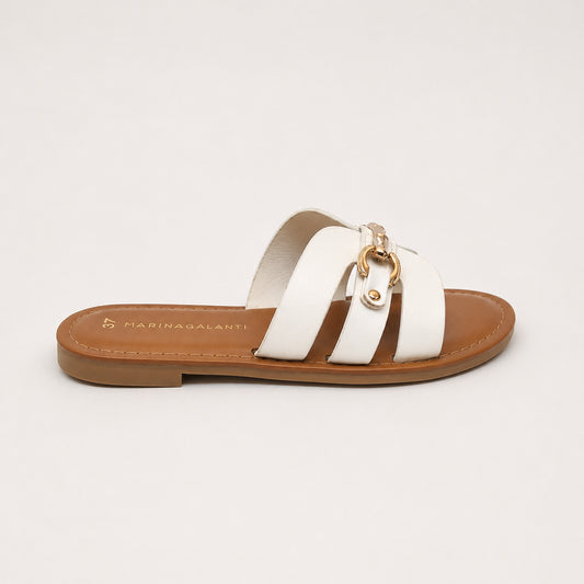 Sandali slides in pelle