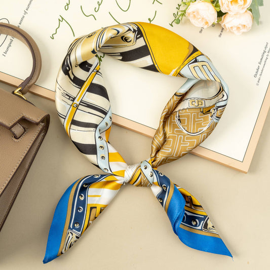 Foulard Quadrato Effetto Seta 70x70 Motivi Eleganti Colorati