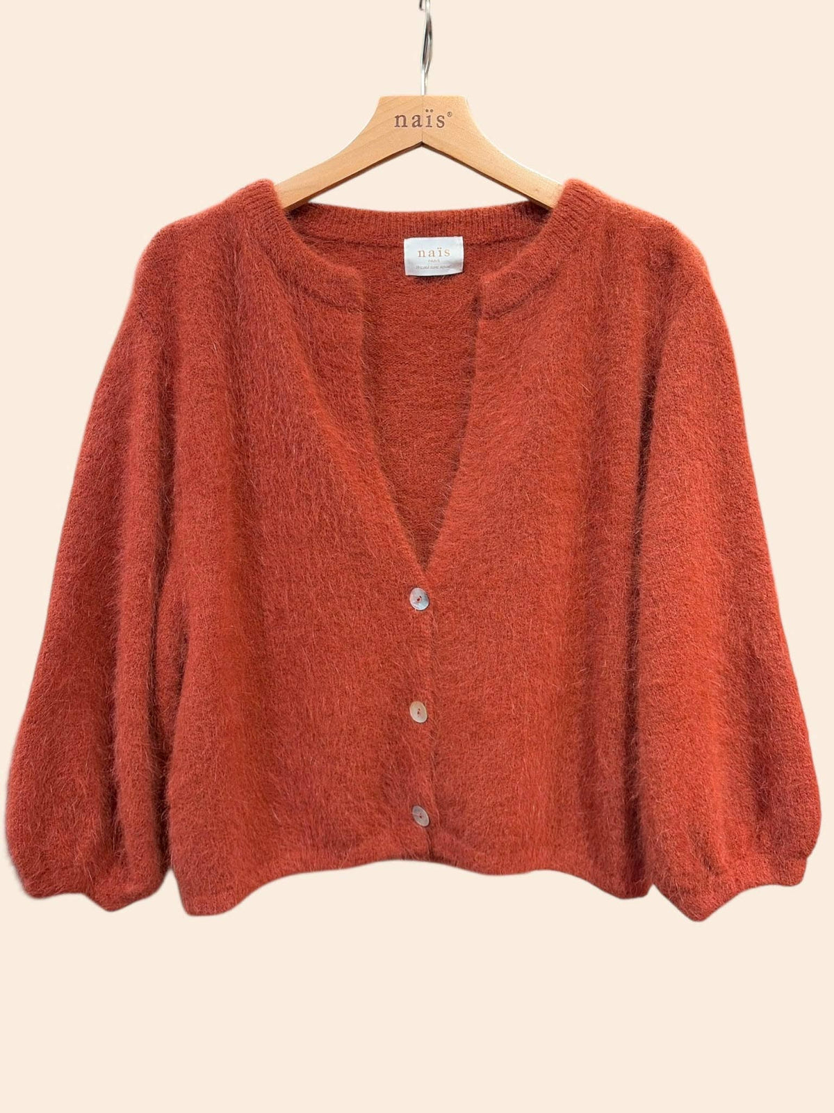 Cardigan abbottonato, maniche 3/4, in 30% angora: Bleu marine / Taille unique
