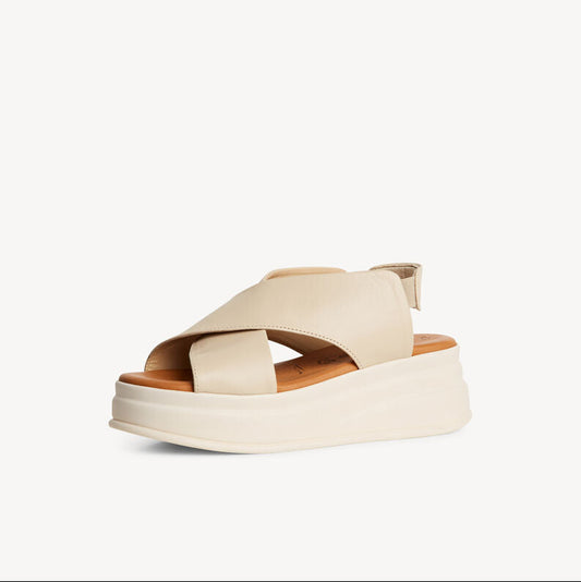 SANDALO TAMARIS IN PELLE CON INCROCIO