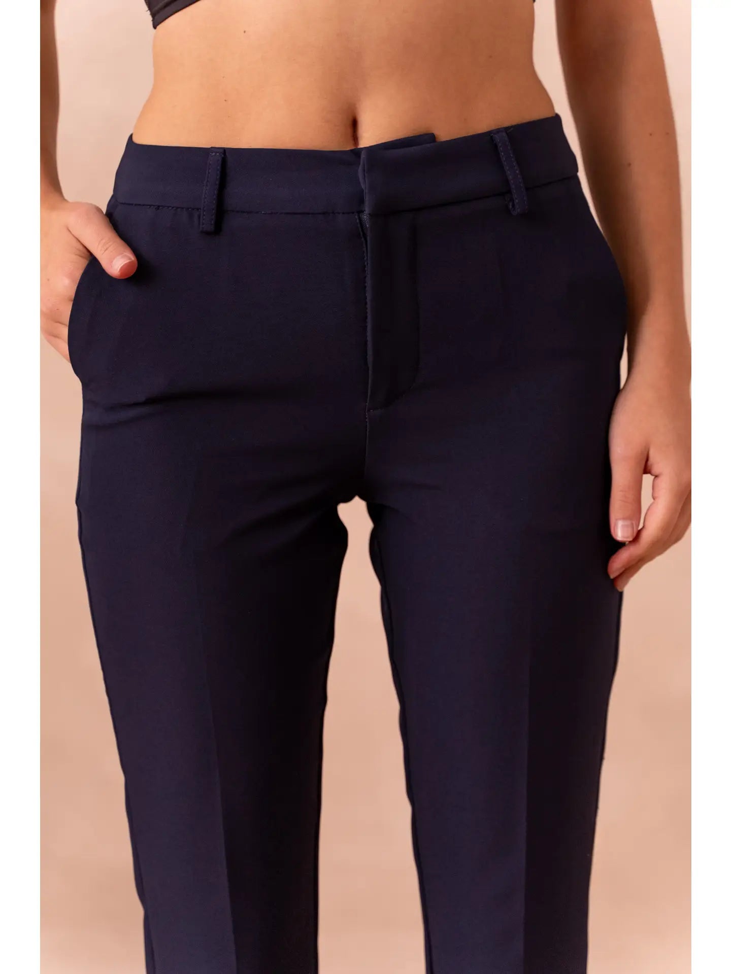 Pantaloni sigaretta - Beige/Blu