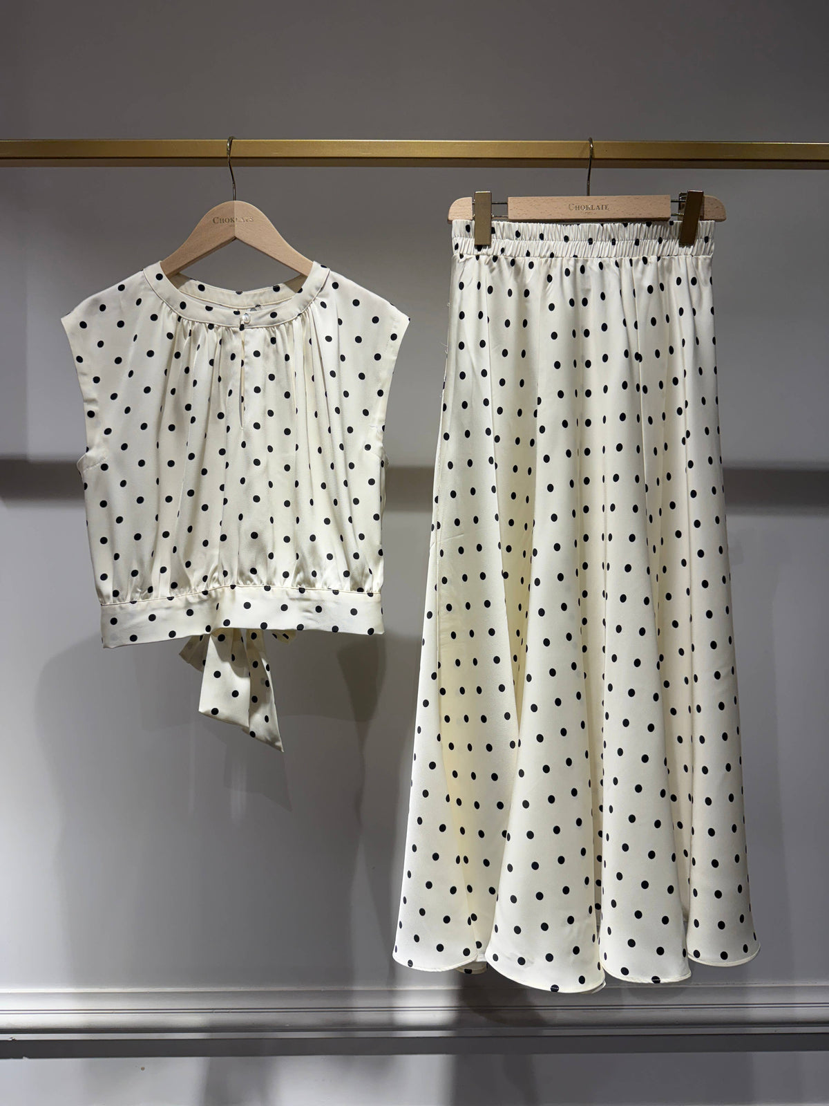 Gonna Valentine stampa satinata a pois - CK08152-7