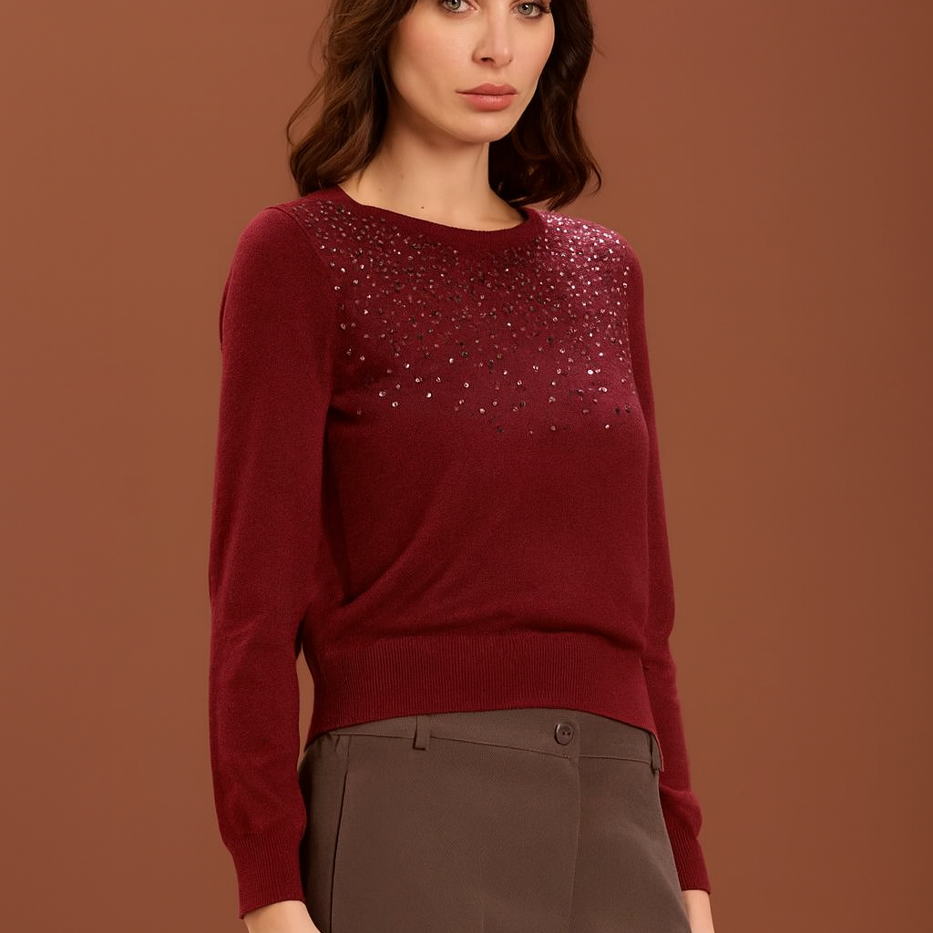 Girocollo con applicazioni