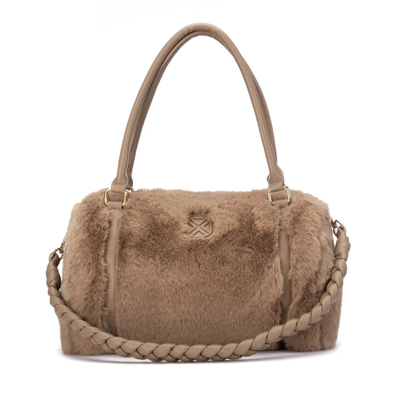 Borsa in ecopelliccia beige