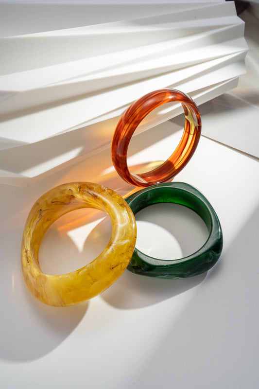 Bracciali Rigidi in Resina Donna – Senape Verde Marrone