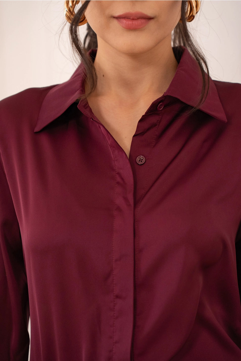 Camicia in raso Lea - Bordeaux