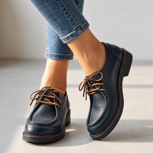 Scarpe Stringate Dafne in Pelle Nera
