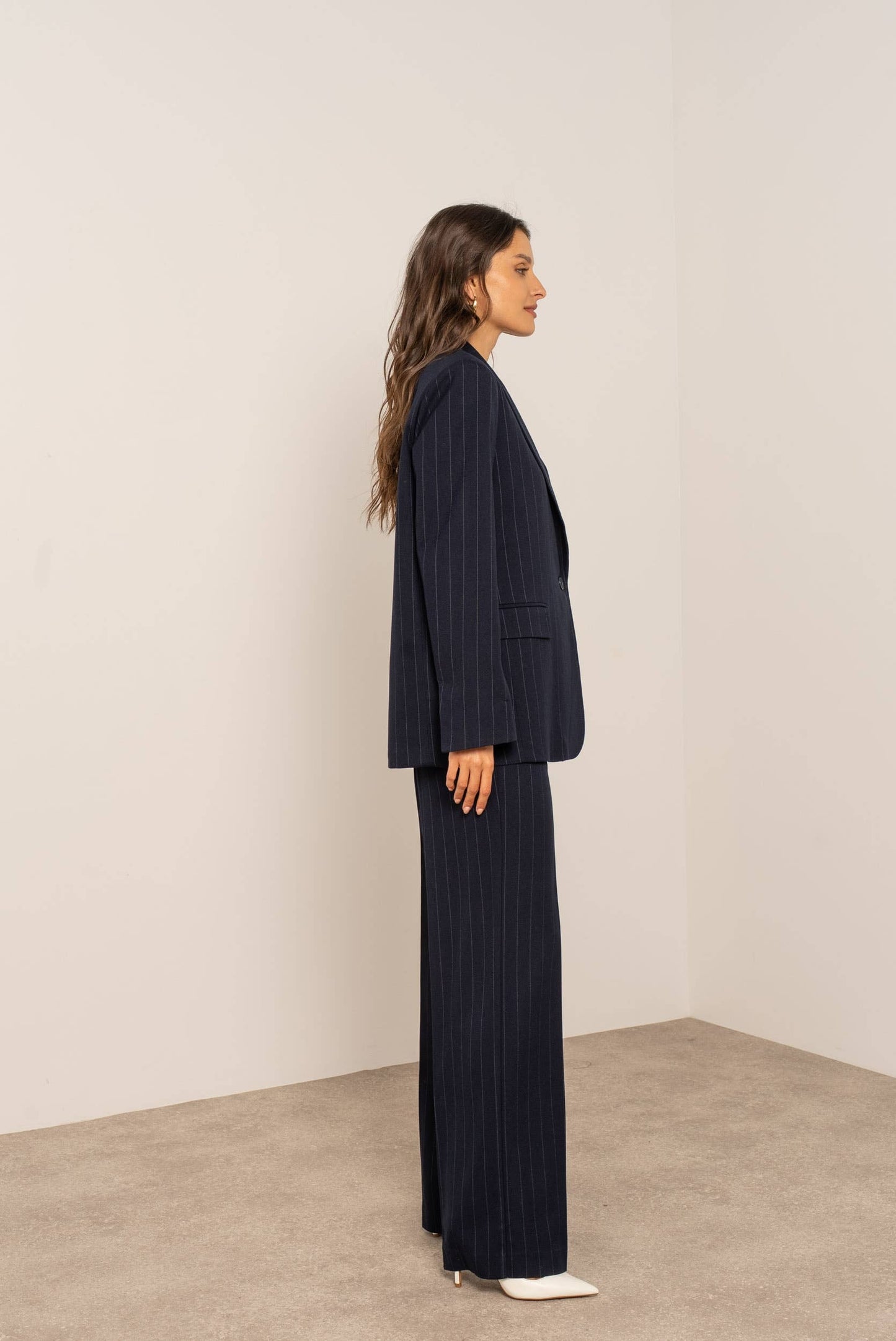 Blazer oversize gessato - Blu