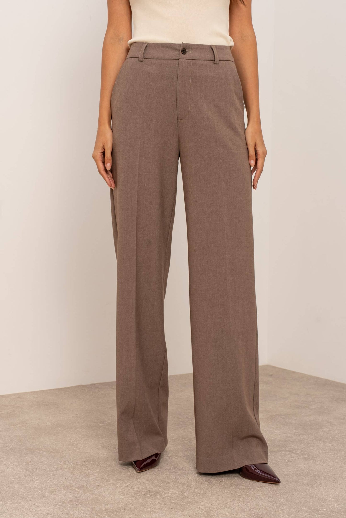 Pantaloni sartoriali a gamba larga - Tortora