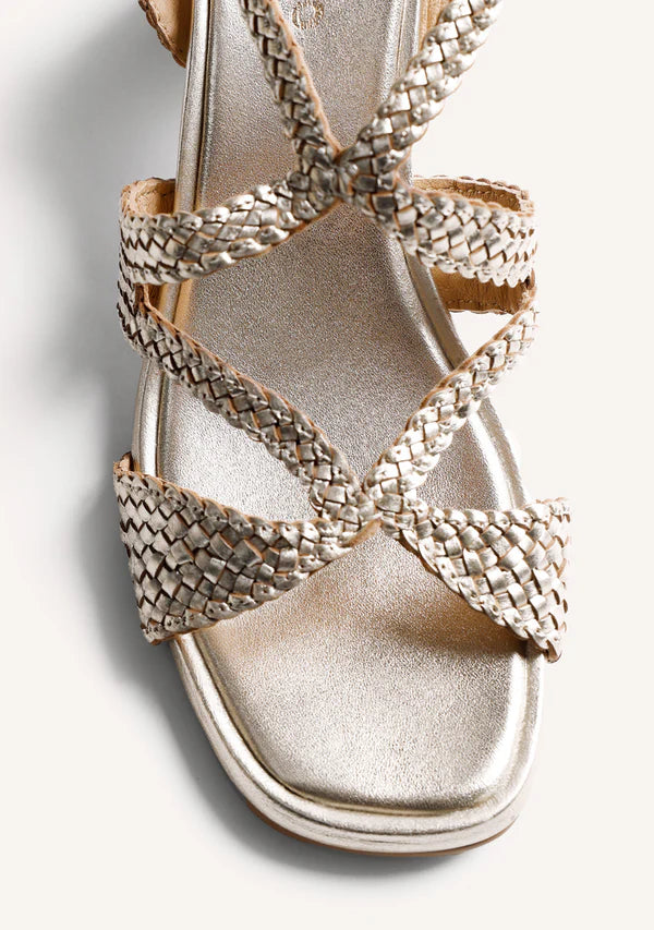 Sandali in pelle intrecciata - Platino