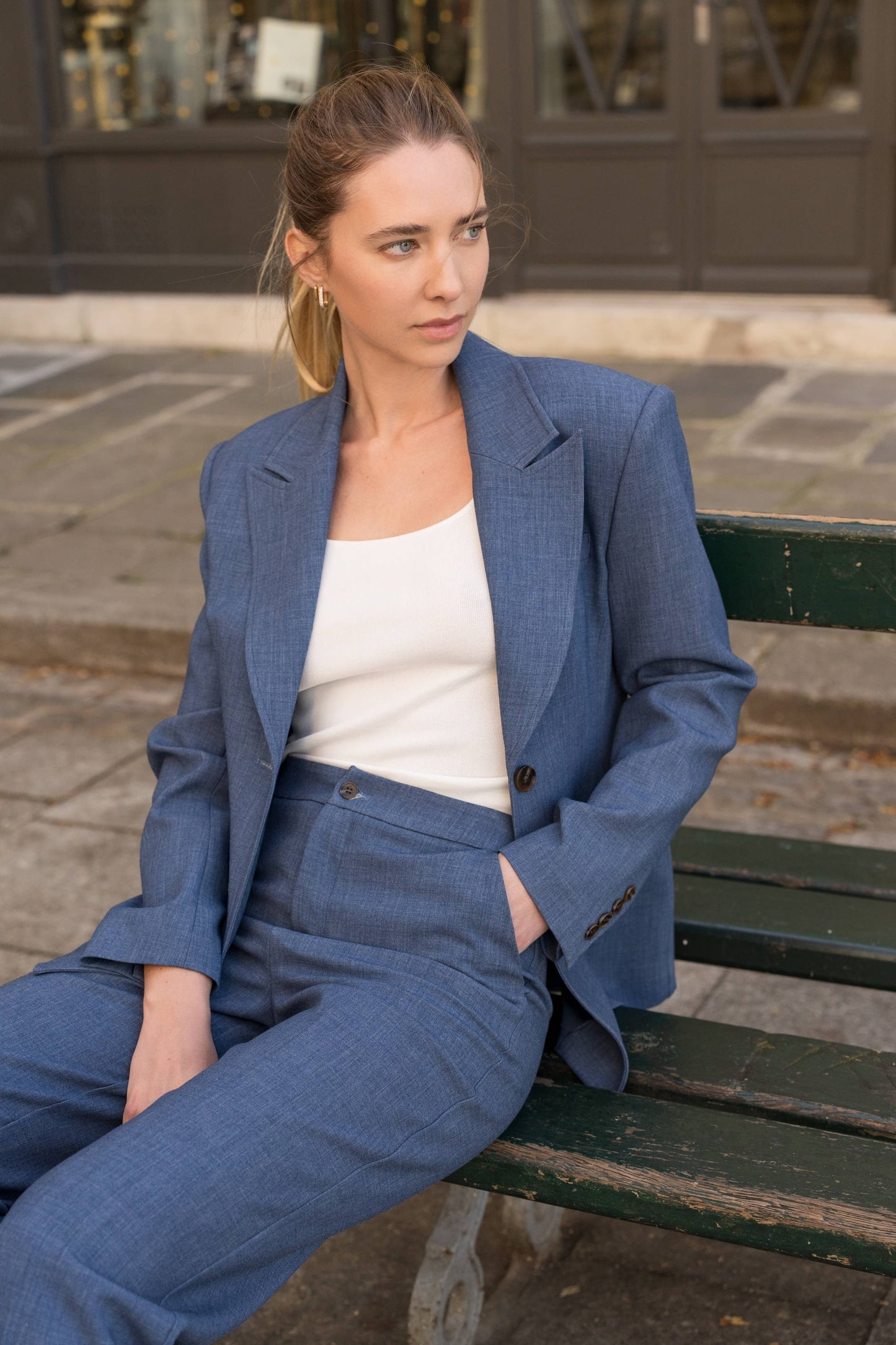 Blazer sfiancato in denim