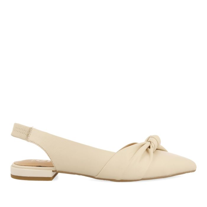 BALLERINE SLINGBACK CON FIOCCO IN PELLE OFF WHITE