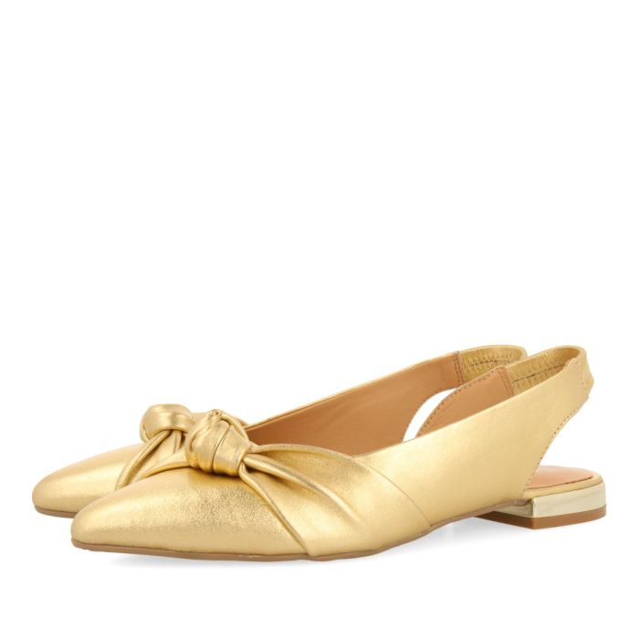 BALLERINE  CON FIOCCO IN PELLE ORO