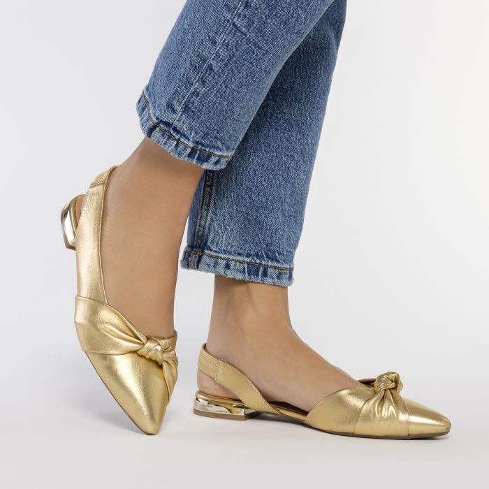 BALLERINE  CON FIOCCO IN PELLE ORO