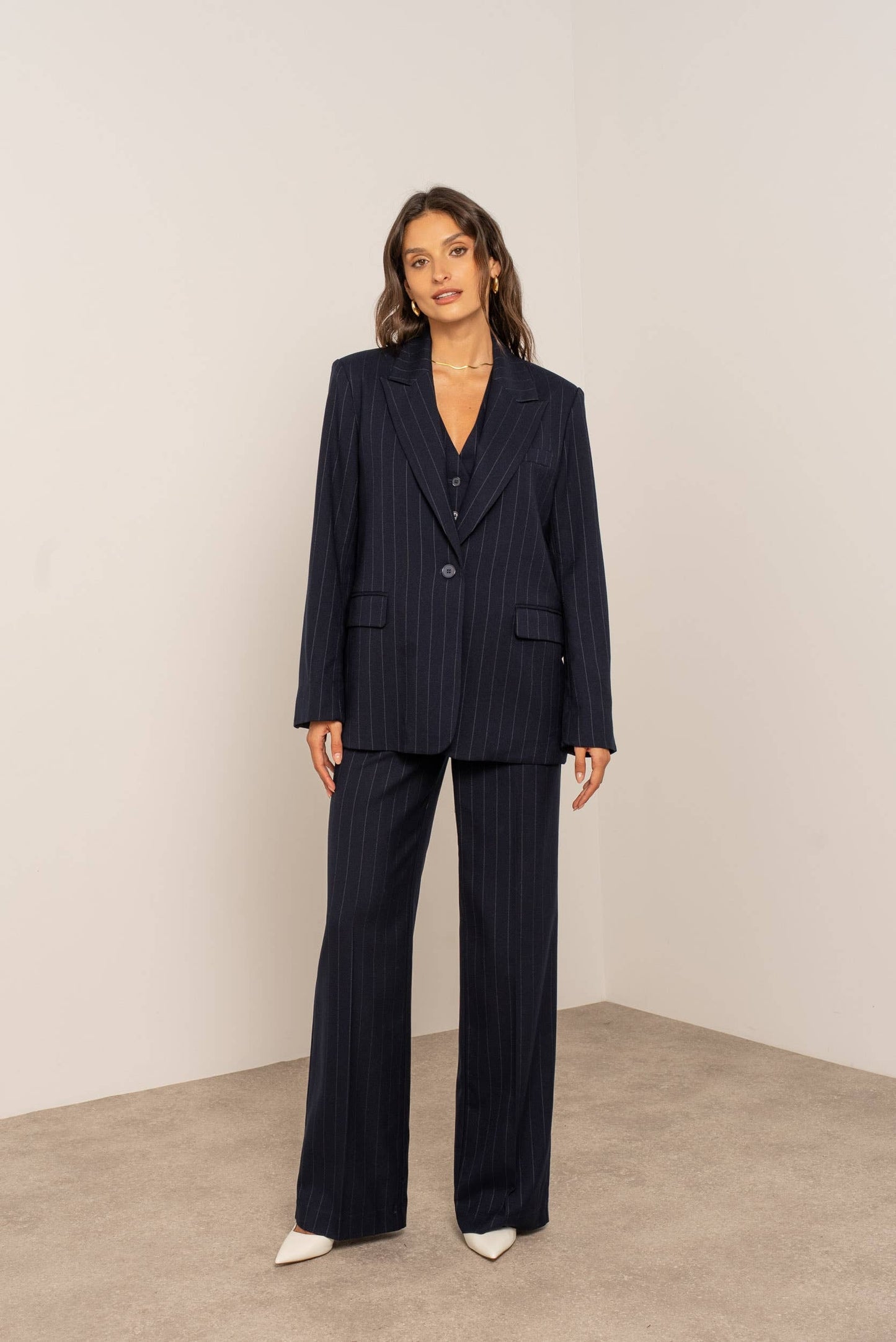 Blazer oversize gessato - Blu
