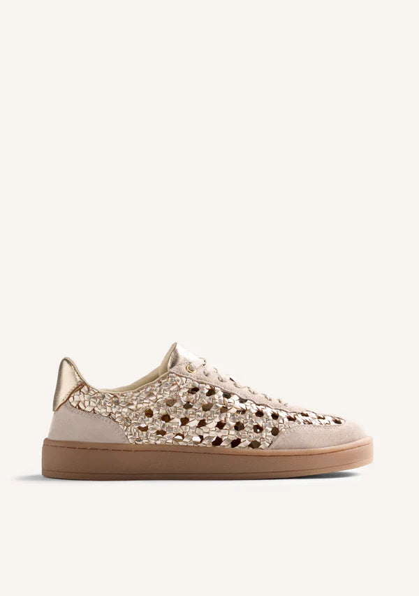 Sneakers oro in pelle traforata Ijebu