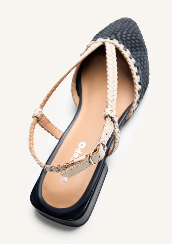 Slingback in pelle intrecciata Kitodi