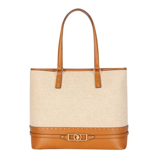 BORSA SHOPPER IN PELLE E TESSUTO