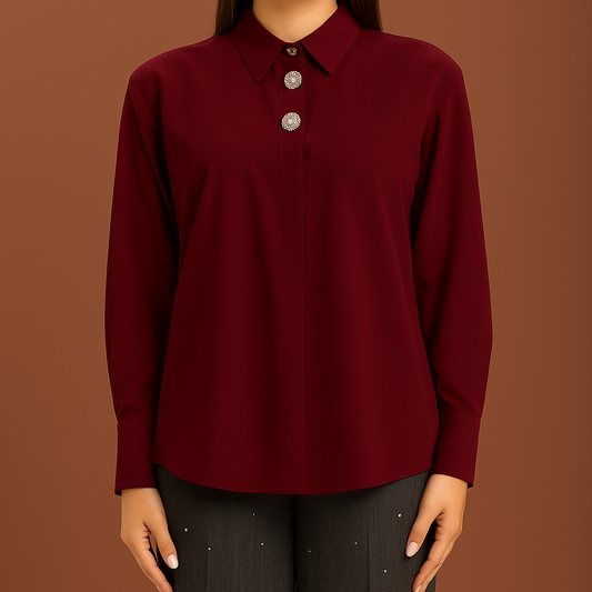 Camicia dettaglio bottone - Borgogna