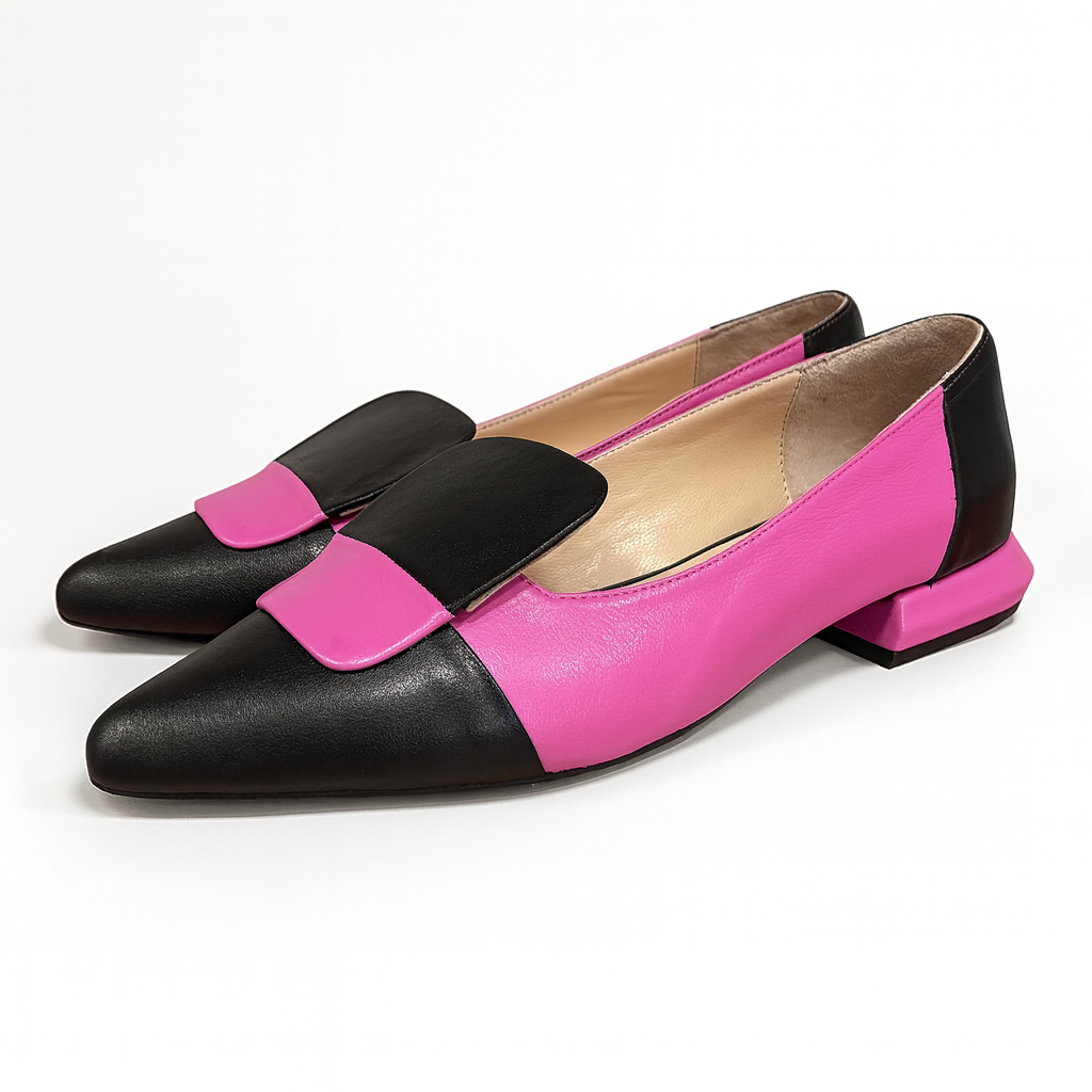 Ballerine in pelle bicolor