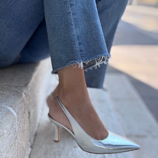 DECOLLETE'  IN PELLE ARGENTO