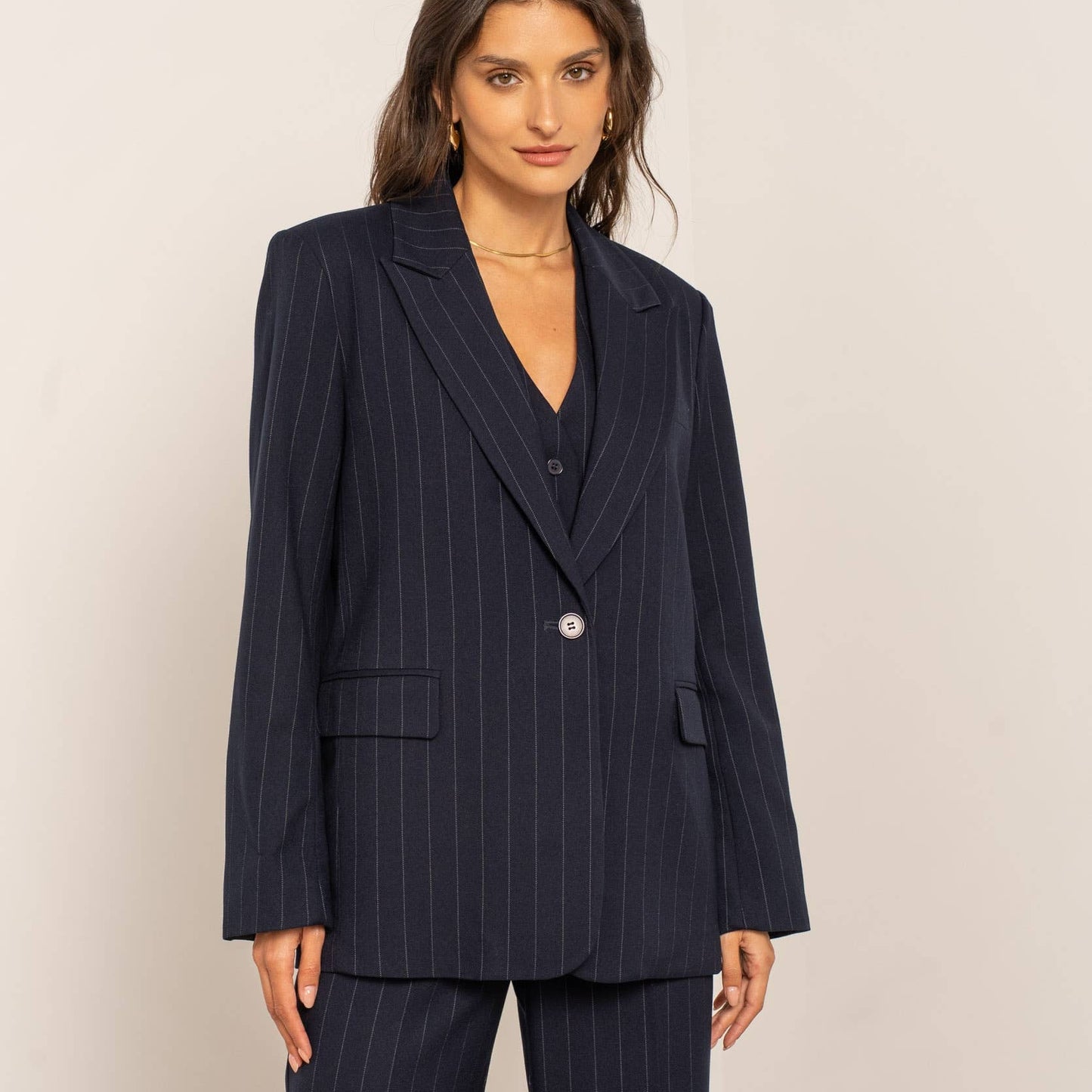 Blazer oversize gessato - Blu