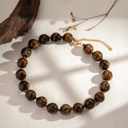 Collana in resina marmorizzata - Brown