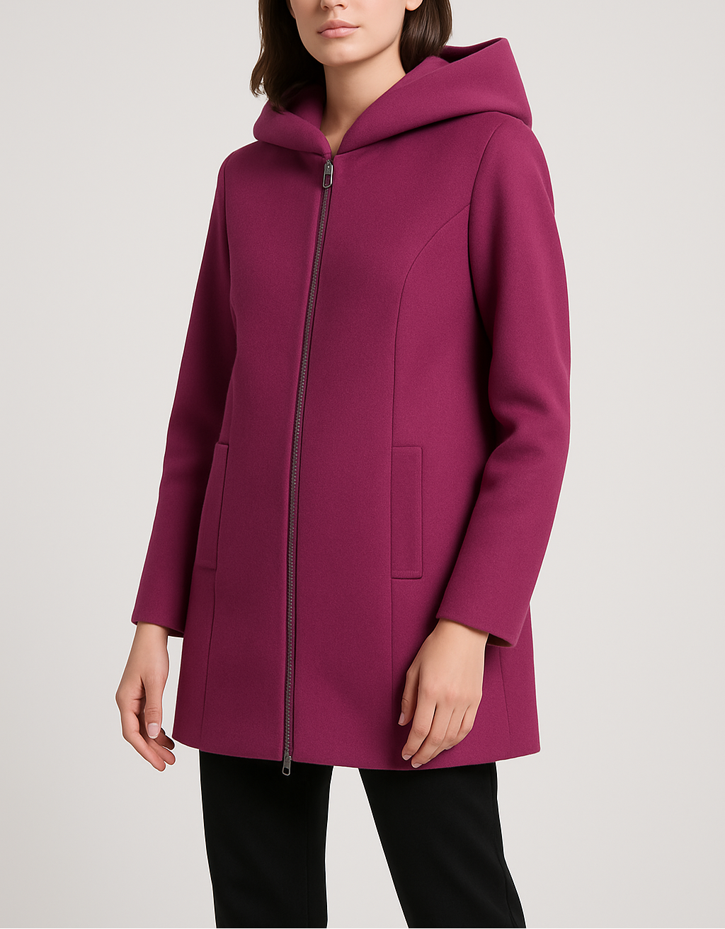 Cappotto midi con zip