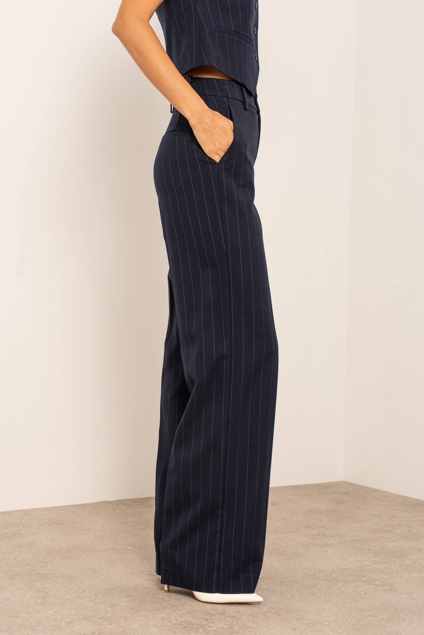 Pantaloni da tailleur gessato - Blu