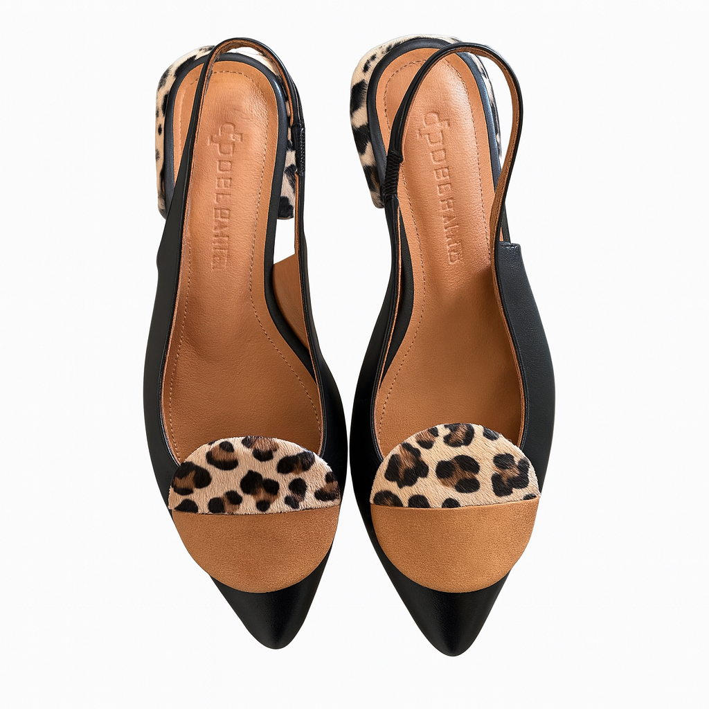 Slingback in pelle dettaglio animalier