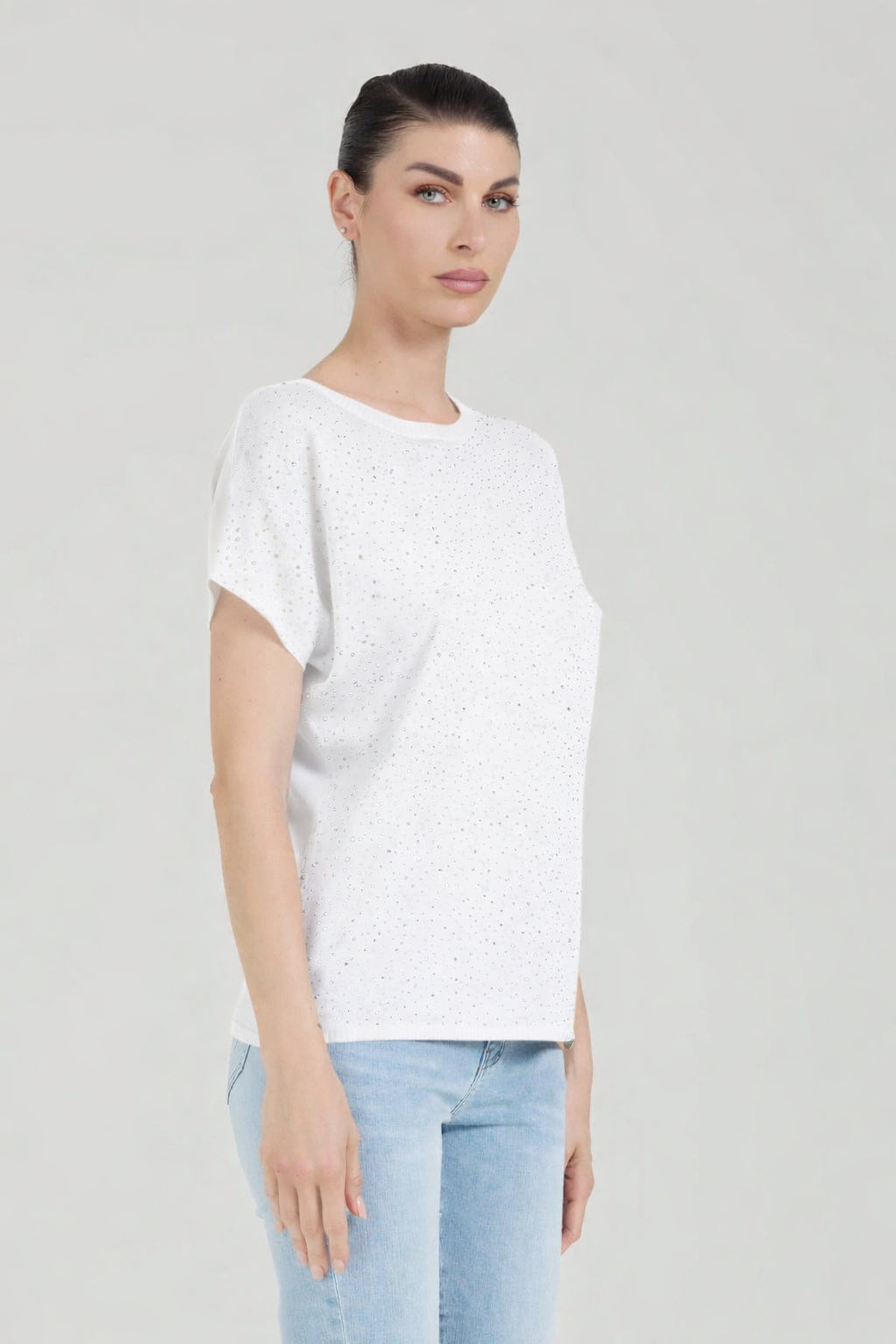 T-shirt con strass - Bianca