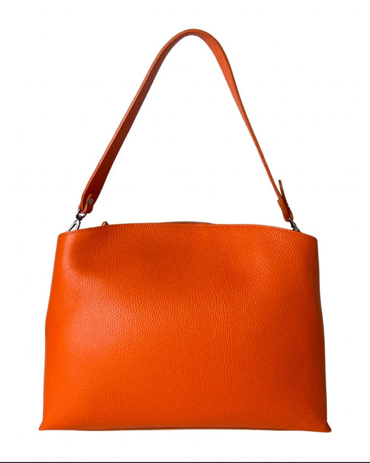 BORSA ARANCIO IN VERA PELLE