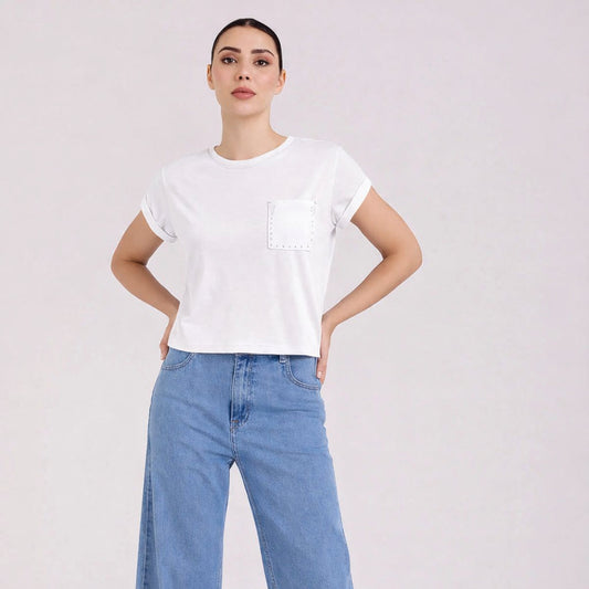 T-shirt taschino gioiello - Bianco