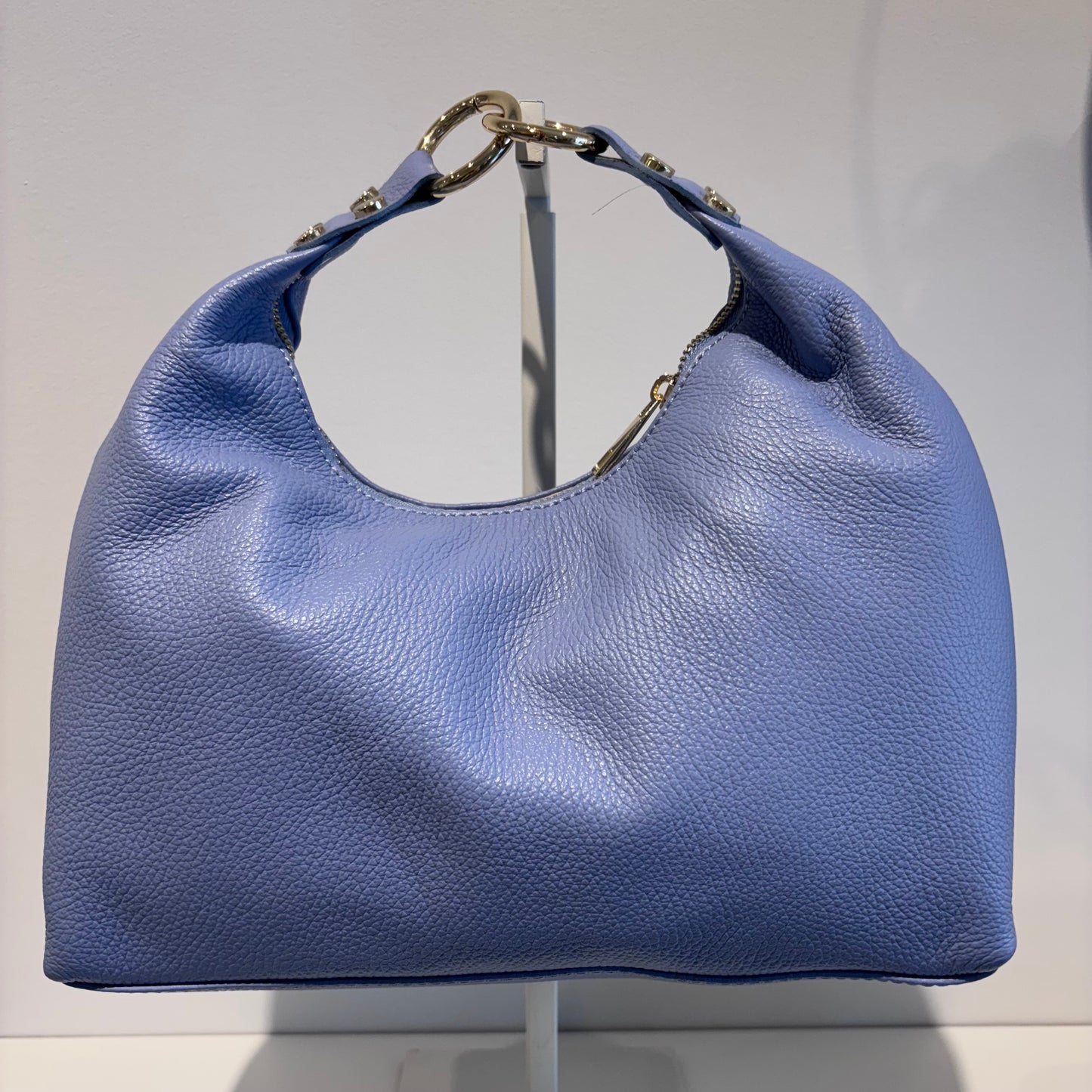Borsa in pelle azzurro polvere