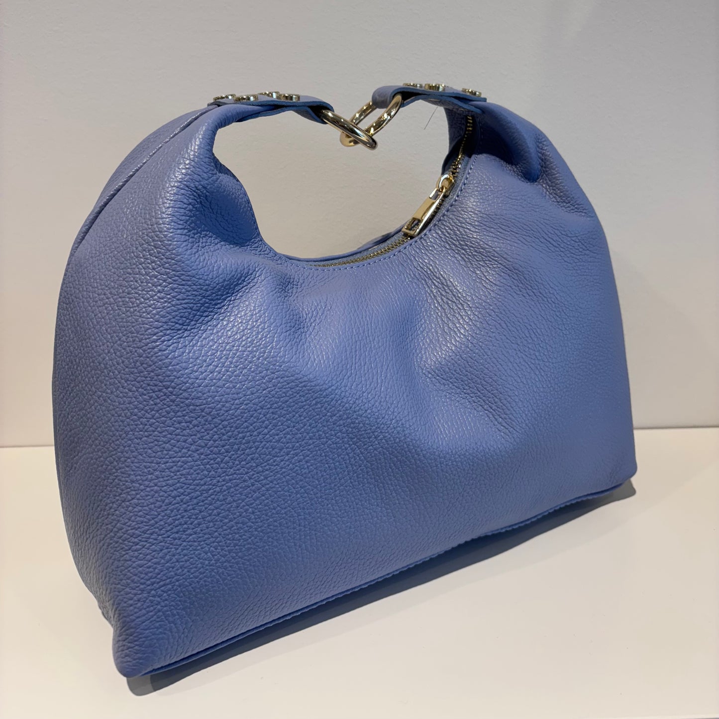 Borsa in pelle azzurro polvere