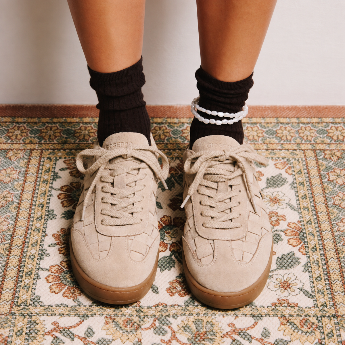 Sneakers in suede intreccio