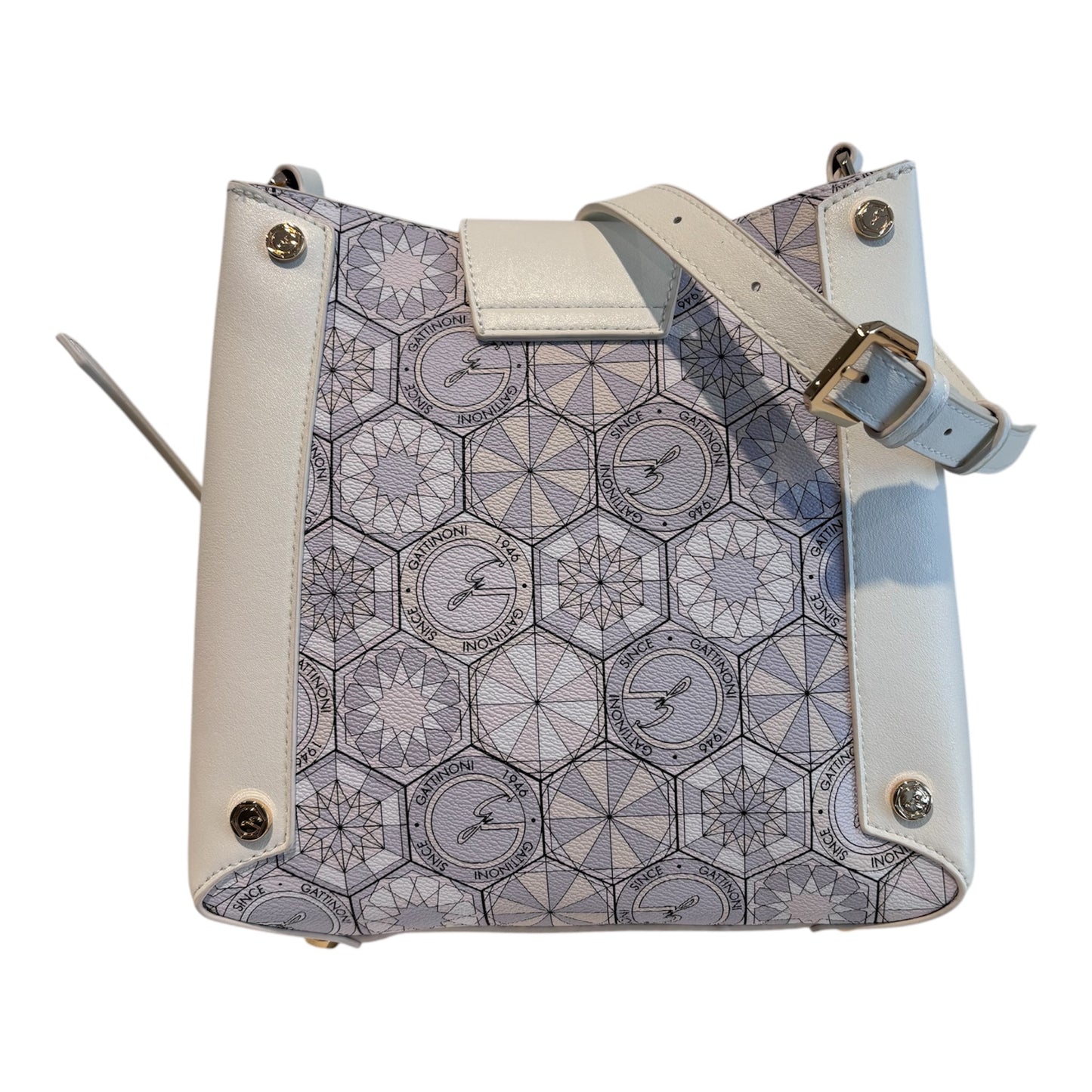 Borsa Gattinoni in pelle bianca con stampa