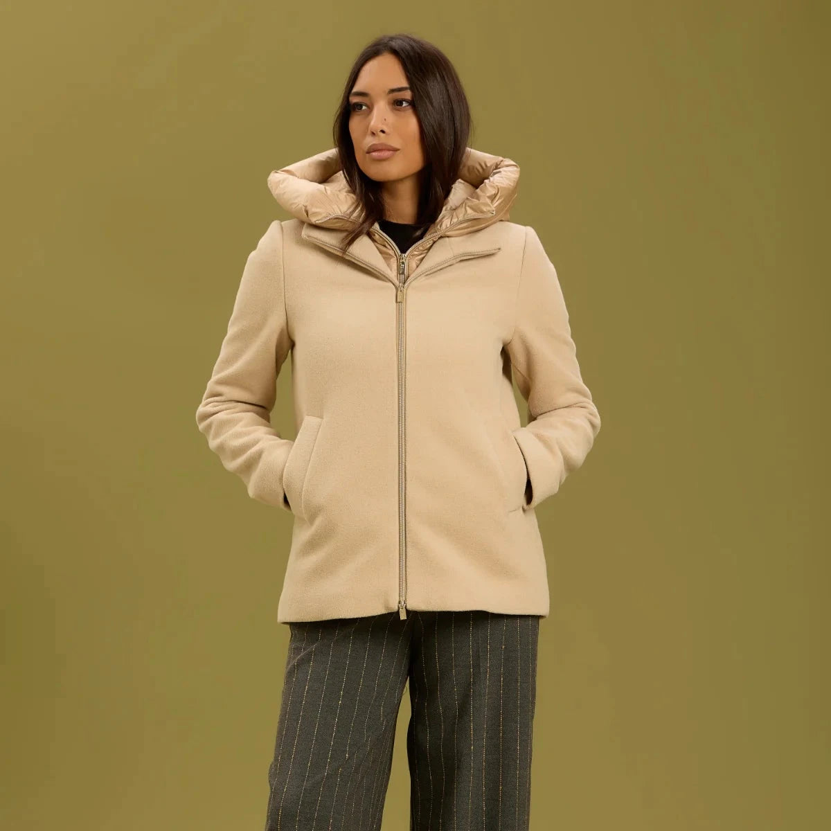 Cappotto con pettorina - Beige
