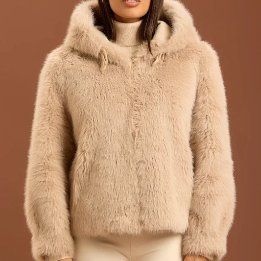 Pelliccia con cappuccio - Naturale