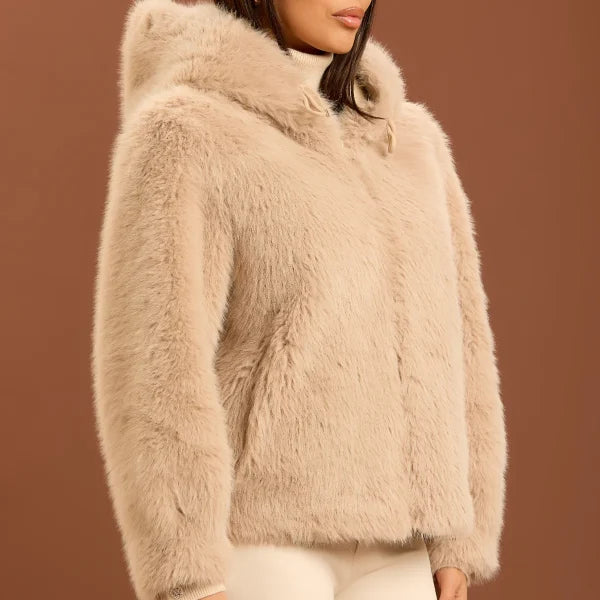 Pelliccia con cappuccio - Naturale