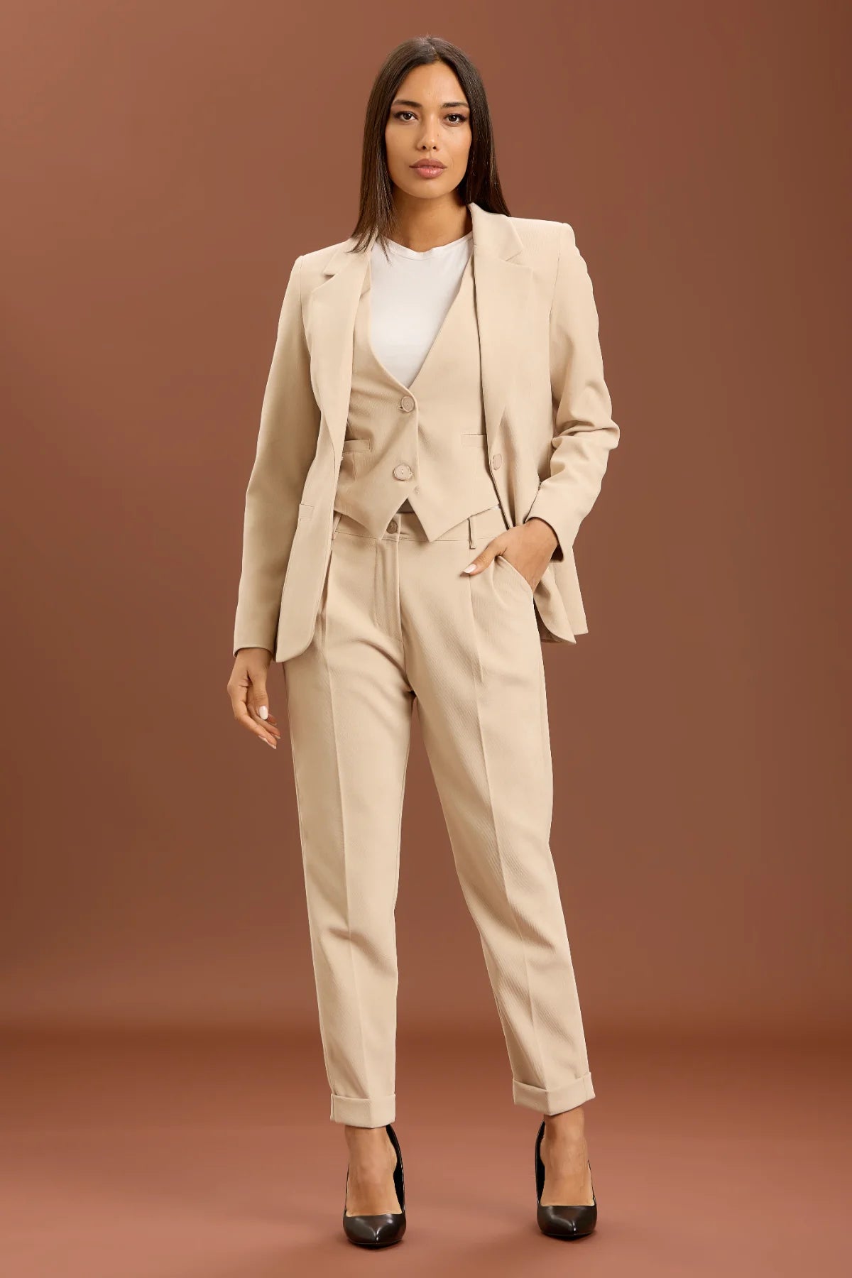 Blazer regolare sabbia
