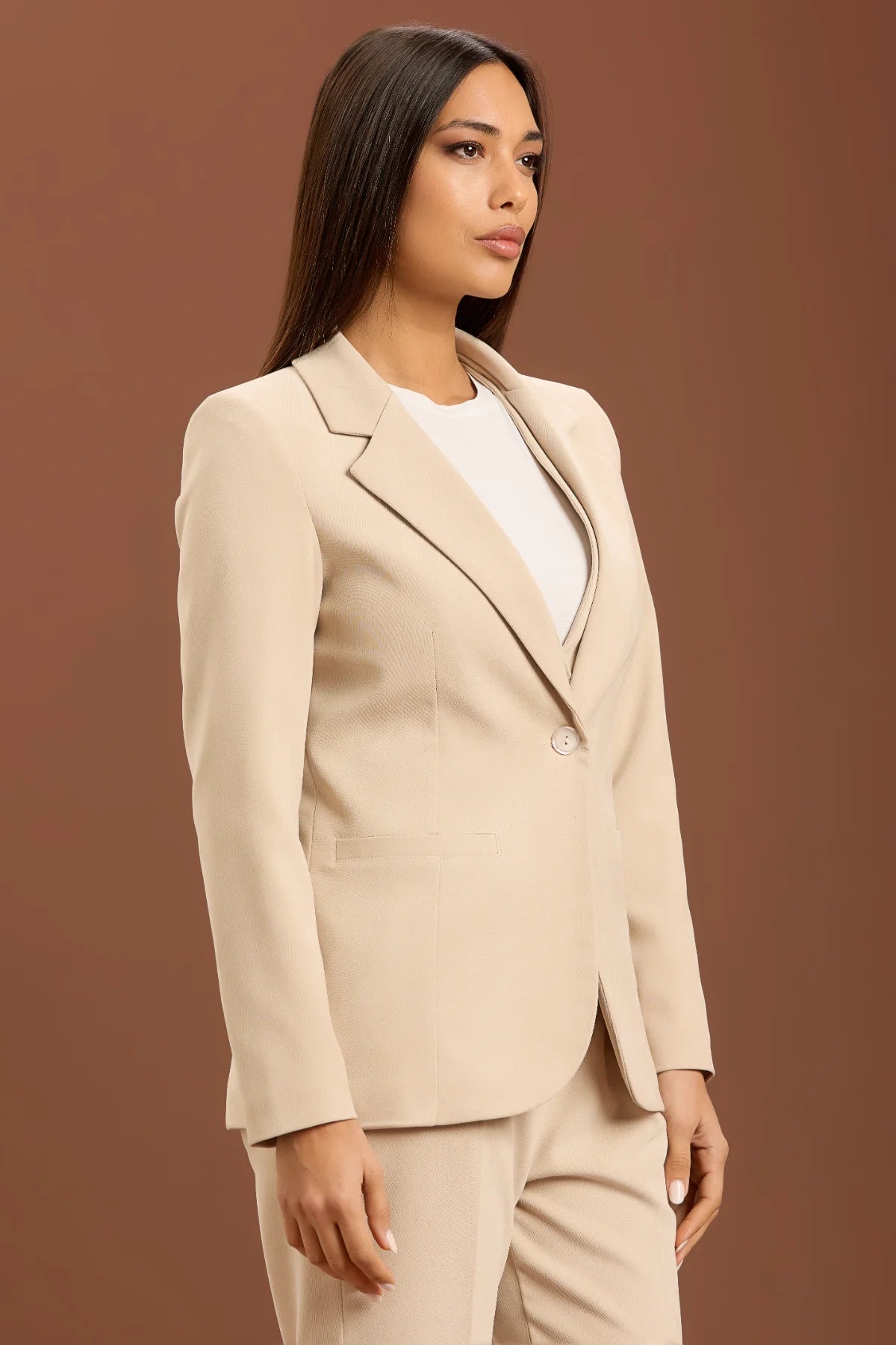 Blazer regolare sabbia